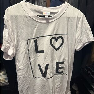 LuLaRoe White T-Shirt with Love Graphic